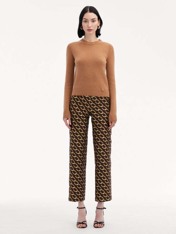 Oscar De La Renta O Flower Cashmere Pullover