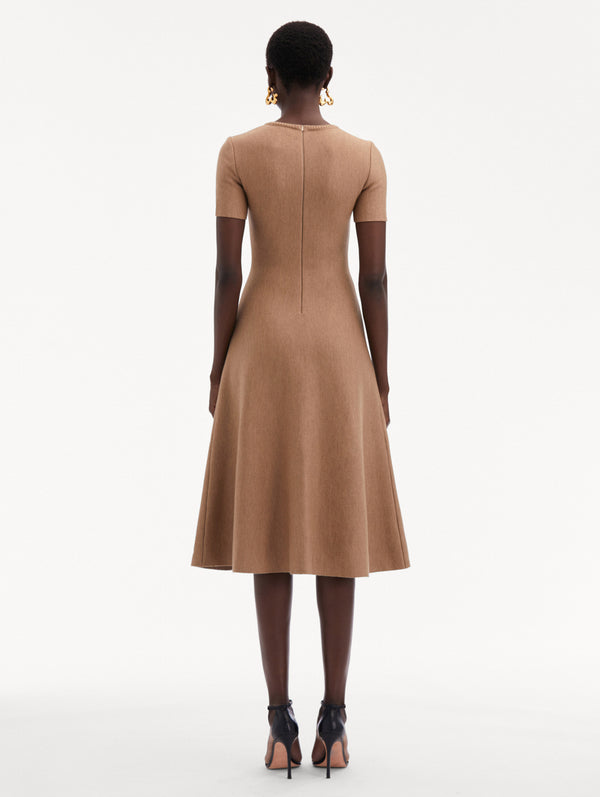 Oscar De La Renta O Flower Knit Midi Dress