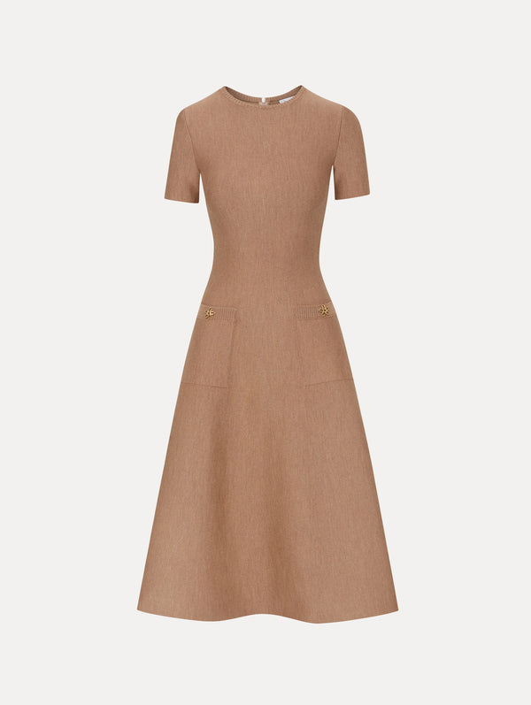 oscar de la renta O Flower Knit Midi Dress