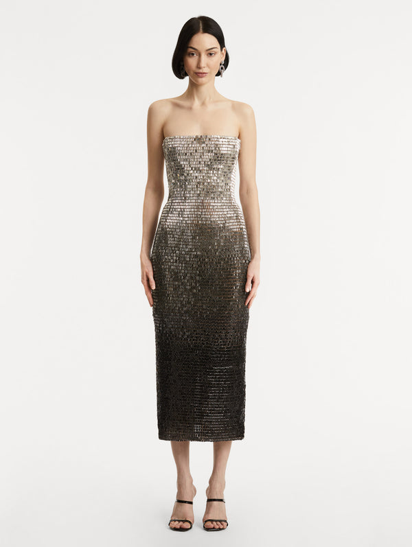Oscar De La Renta Ombré Sequin Embroidered Dress
