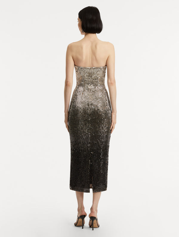 Oscar De La Renta Ombré Sequin Embroidered Dress