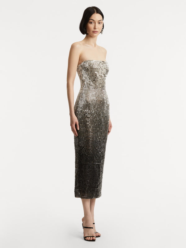 Oscar De La Renta Ombré Sequin Embroidered Dress