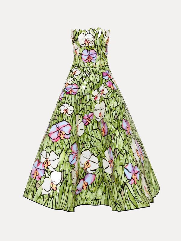 oscar de la renta Orchid Mosaic Cocktail Dress