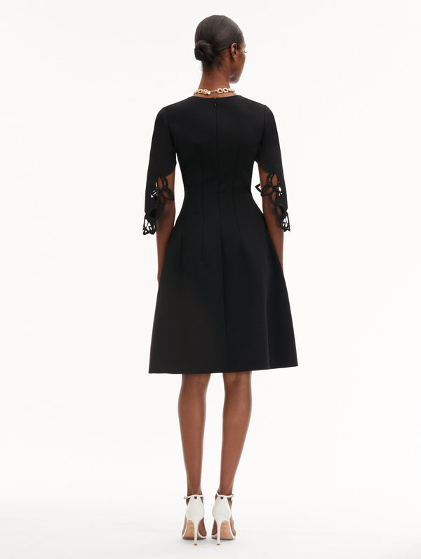 Oscar De La Renta Orchid Sleeve Split Neck Dress