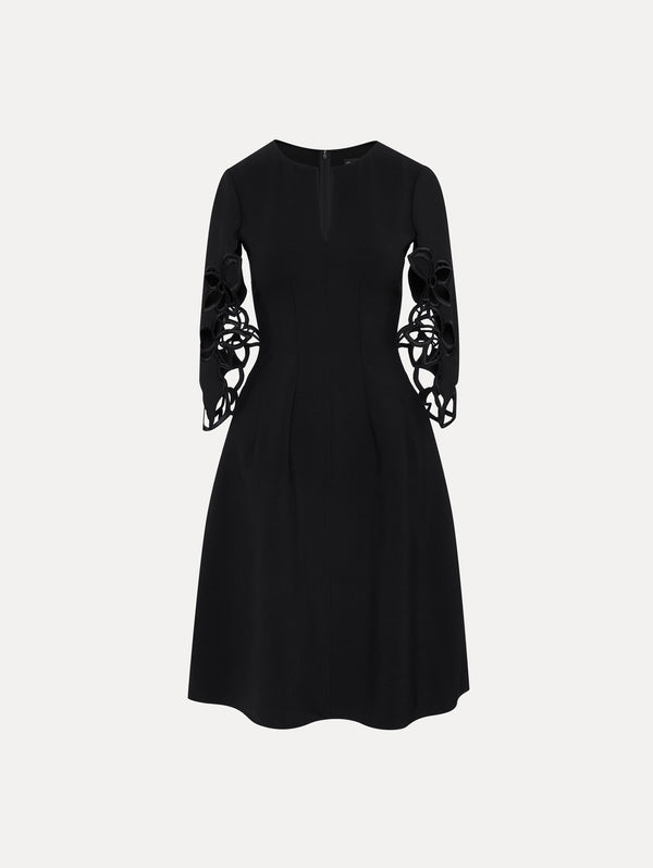oscar de la renta Orchid Sleeve Split Neck Dress