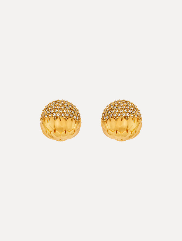 oscar de la renta Pavé Artichoke Earrings