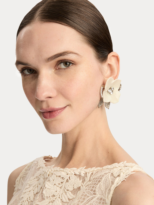 Oscar De La Renta Pearl Blossom Clip-On Earrings