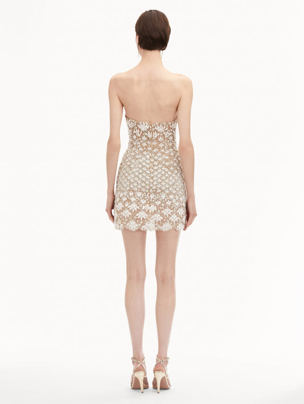 Oscar De La Renta Pearl Embroidered Scallop Dress