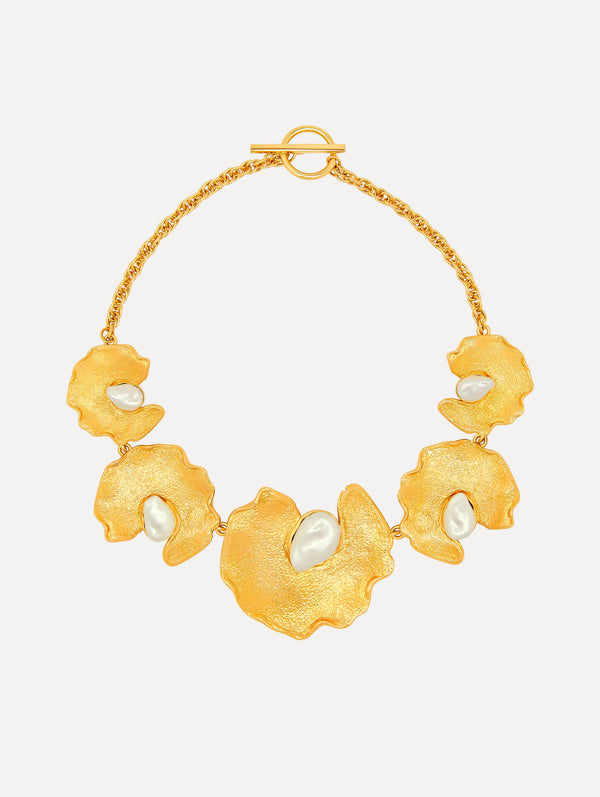 oscar de la renta Pearl Lily Pad Necklace