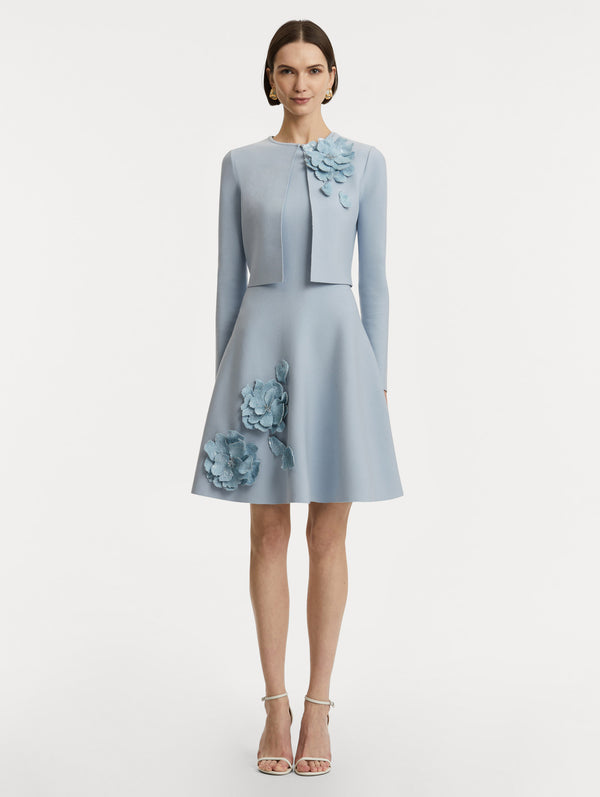 Oscar De La Renta Peony Appliqué Knit Cardigan