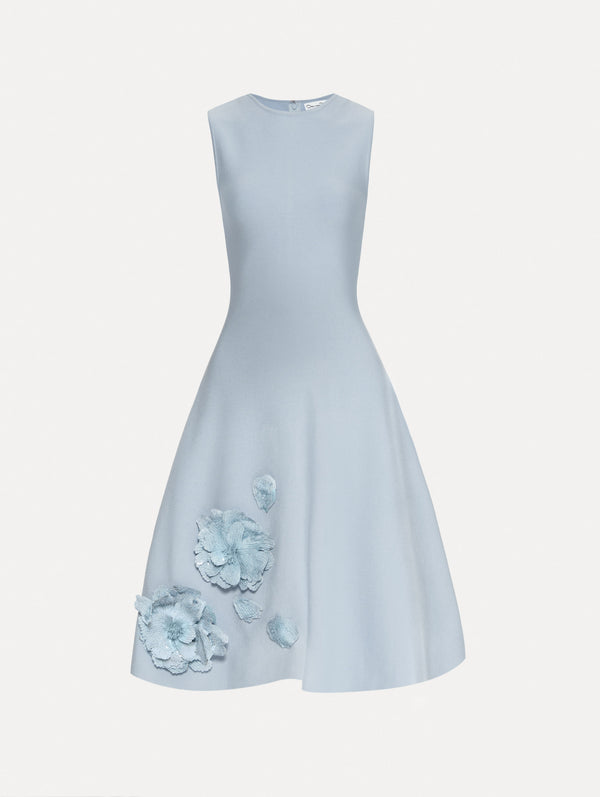 oscar de la renta Peony Appliqué Knit Dress