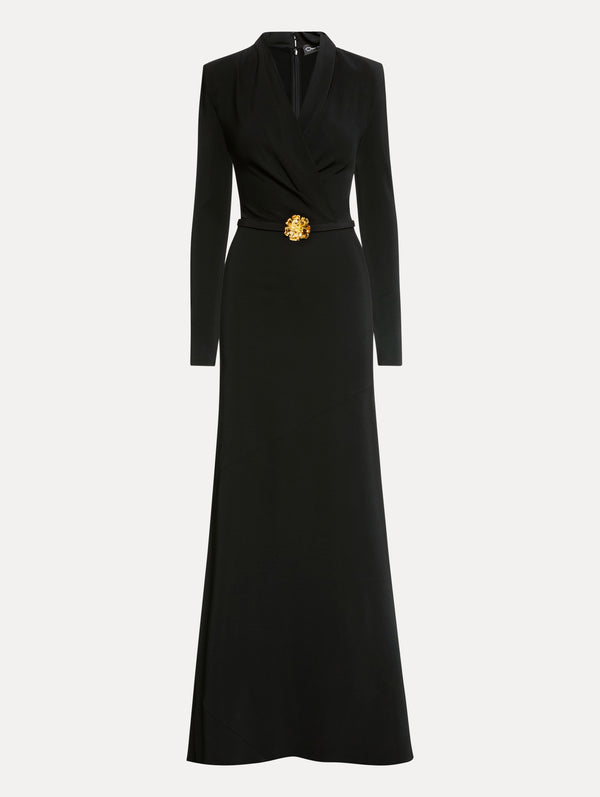 oscar de la renta Peony Belt Cady Gown