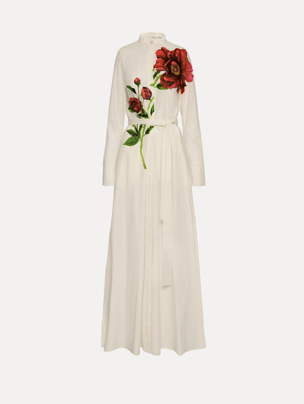oscar de la renta Peony Cotton Poplin Maxi Dress