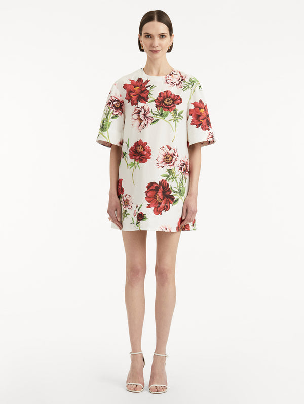 Oscar De La Renta Peony Cotton Poplin Shift Dress