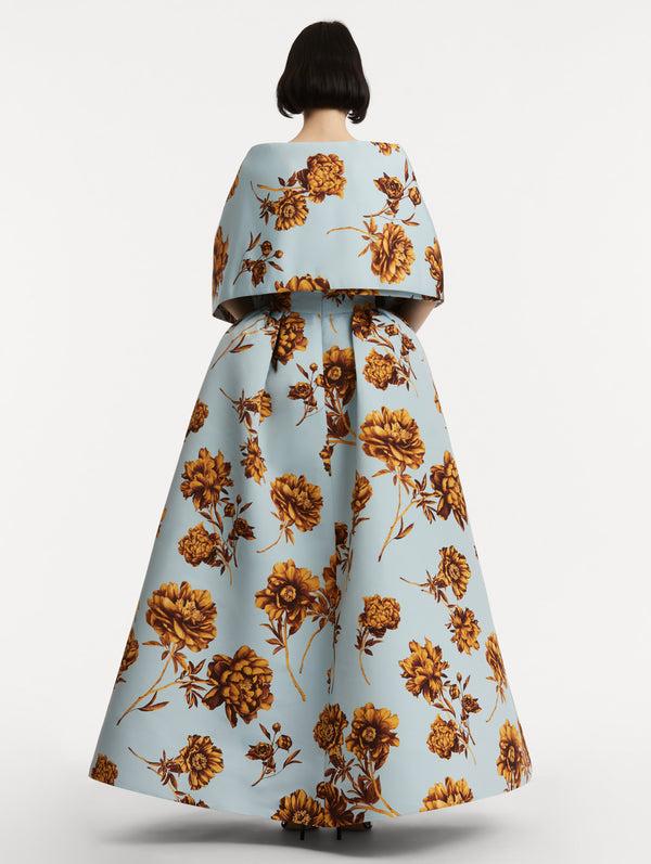 Oscar De La Renta Peony Faille Gown With Shawl