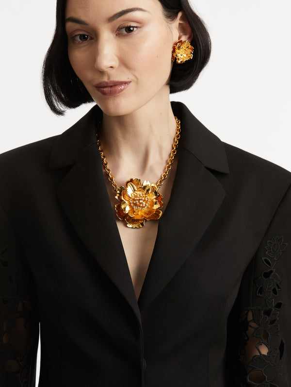 Oscar De La Renta Peony Pendant Necklace
