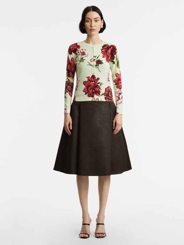 Oscar De La Renta Peony Printed Cardigan