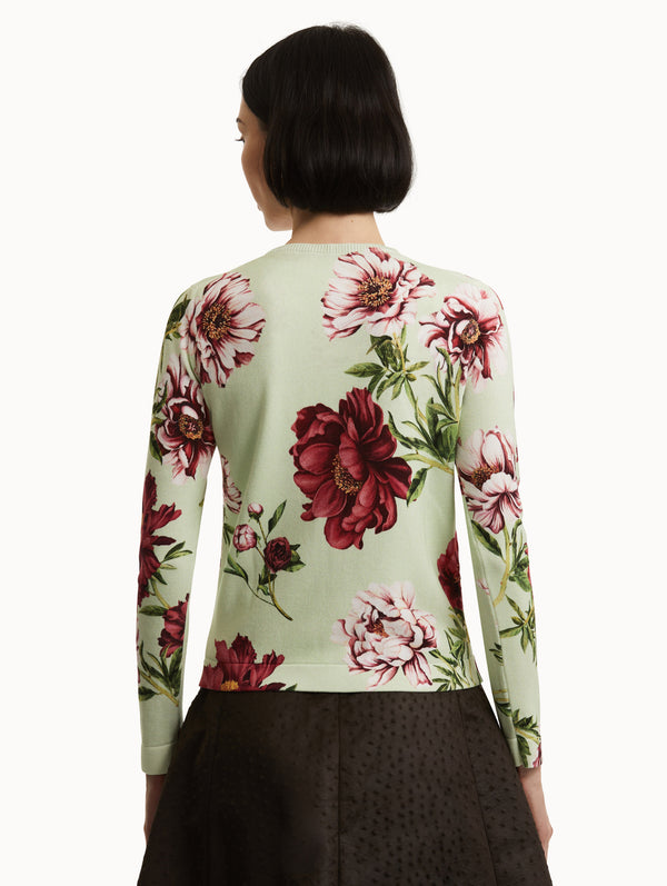 Oscar De La Renta Peony Printed Cardigan