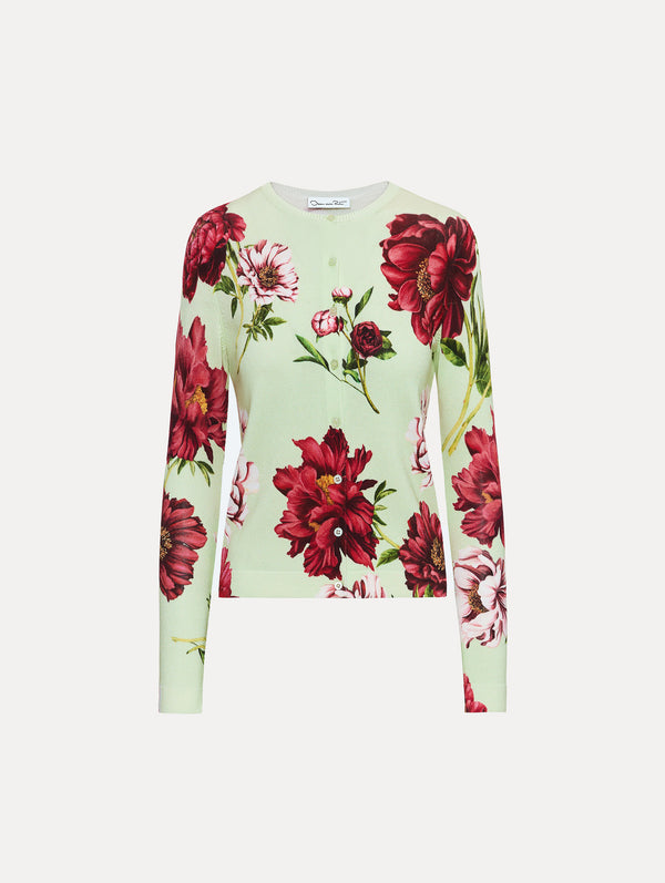 oscar de la renta Peony Printed Cardigan
