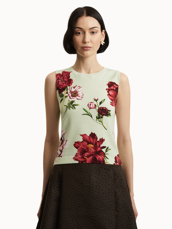 Oscar De La Renta Peony Printed Tank