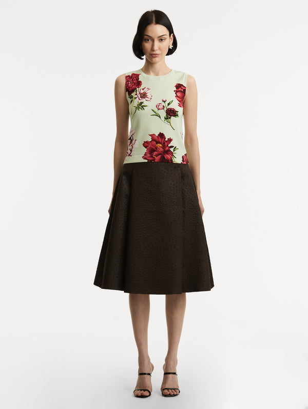 Oscar De La Renta Peony Printed Tank