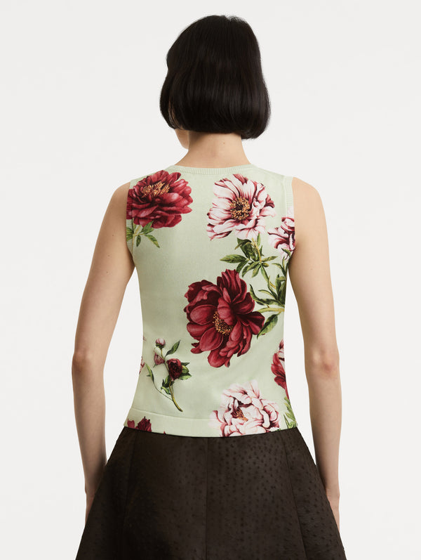 Oscar De La Renta Peony Printed Tank