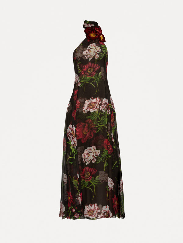 oscar de la renta Peony Silk Chiffon Gown
