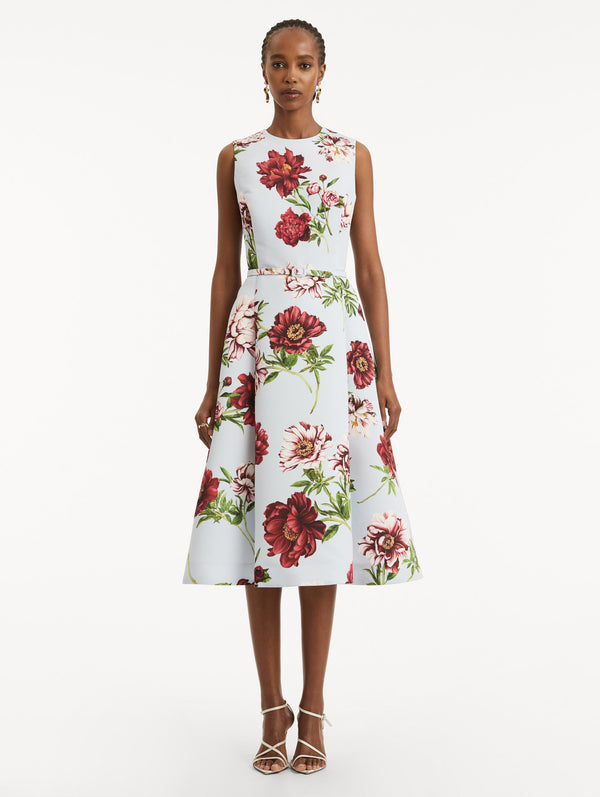 Oscar De La Renta Peony Silk Faille Dress