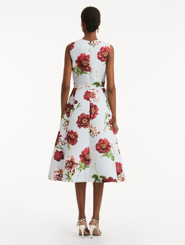 Oscar De La Renta Peony Silk Faille Dress