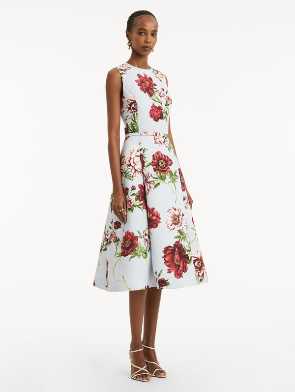 Oscar De La Renta Peony Silk Faille Dress