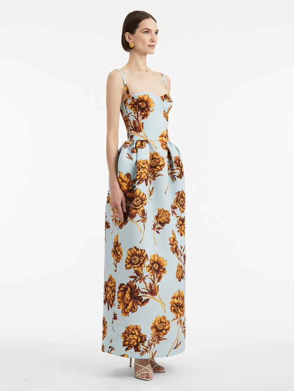 Oscar De La Renta Peony Silk Faille Gown