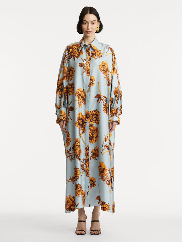 Oscar De La Renta Peony Silk Twill Caftan