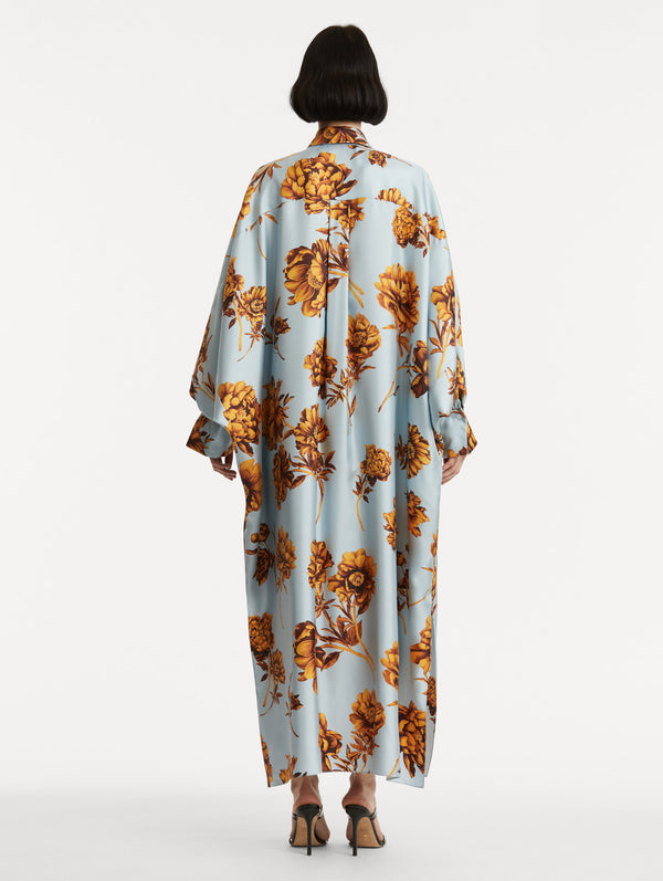 Oscar De La Renta Peony Silk Twill Caftan