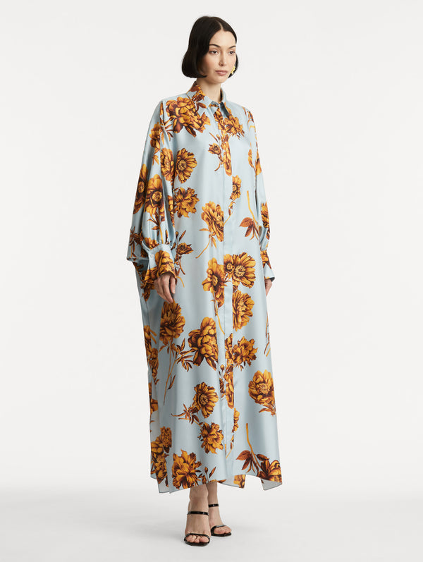 Oscar De La Renta Peony Silk Twill Caftan