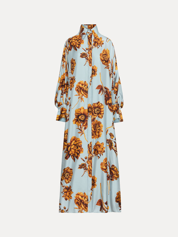 oscar de la renta Peony Silk Twill Caftan
