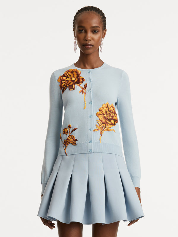 Oscar De La Renta Peony Threadwork Cardigan