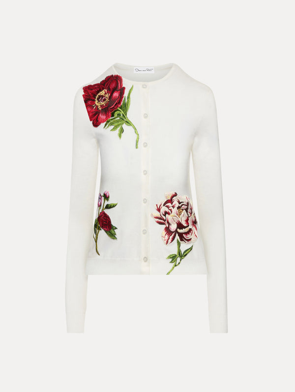 oscar de la renta Peony Threadwork Cardigan