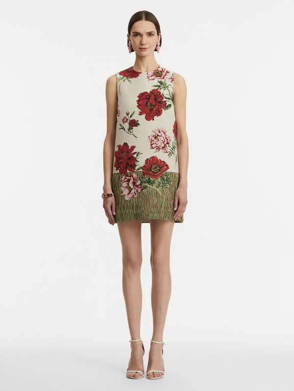 Oscar De La Renta Peony Unraveled Shift Dress