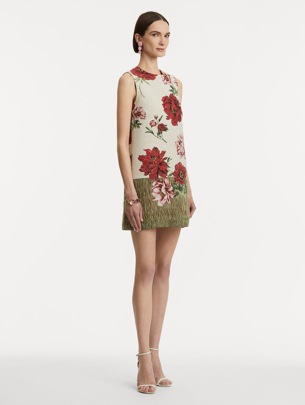 Oscar De La Renta Peony Unraveled Shift Dress
