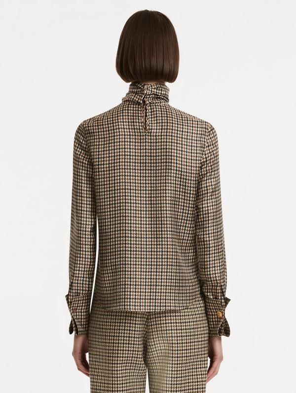 Oscar De La Renta Pied De Poule Silk Twill Blouse