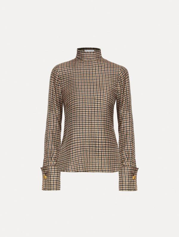 oscar de la renta Pied de Poule Silk Twill Blouse