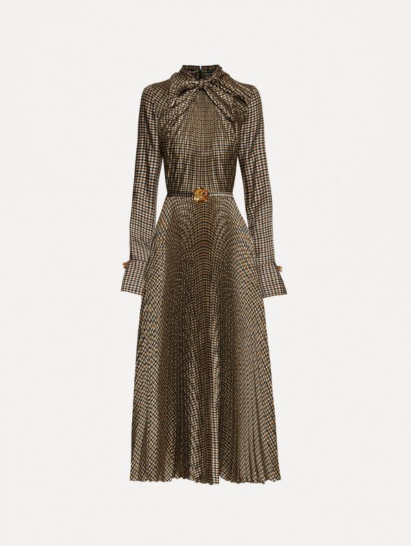 oscar de la renta Pied de Poule Tie-Neck Dress