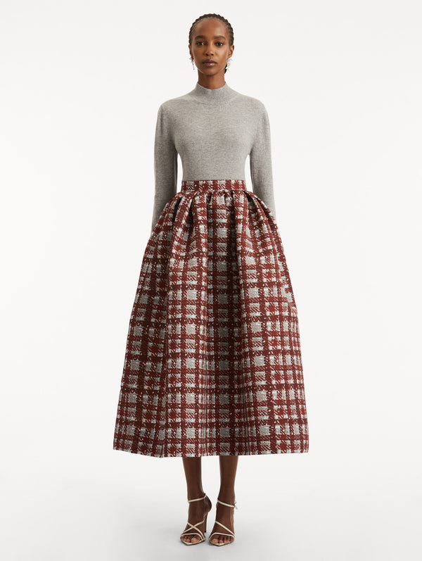Oscar De La Renta Plaid Faille Skirt