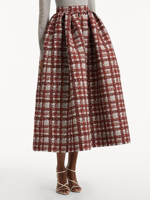 Oscar De La Renta Plaid Faille Skirt