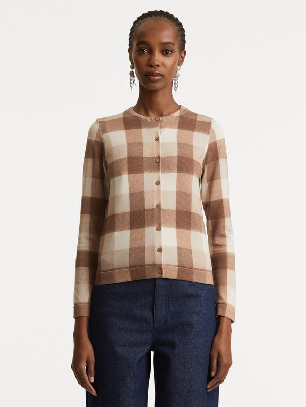 Oscar De La Renta Plaid Printed Cardigan