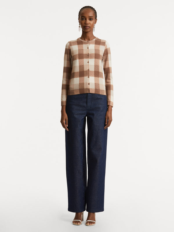 Oscar De La Renta Plaid Printed Cardigan