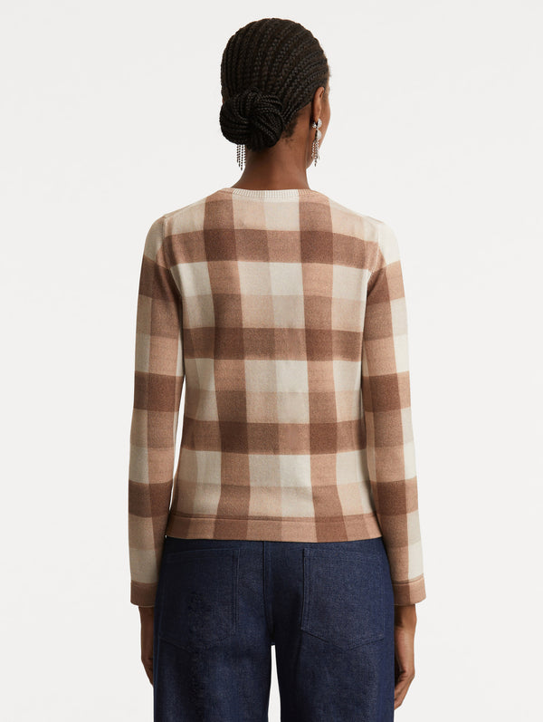 Oscar De La Renta Plaid Printed Cardigan