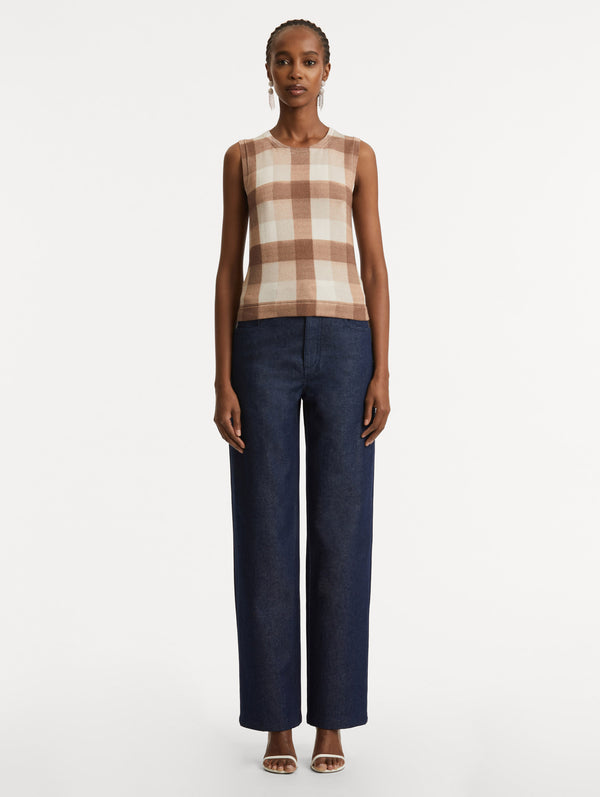 Oscar De La Renta Plaid Printed Tank