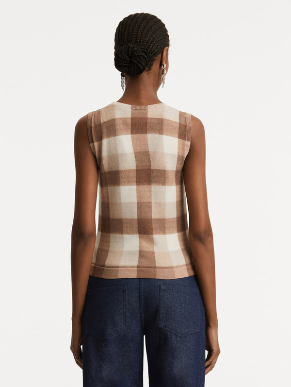 Oscar De La Renta Plaid Printed Tank