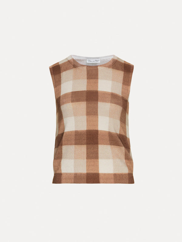 oscar de la renta Plaid Printed Tank